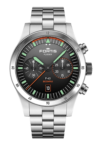 Fortis Flieger F-43 Bicompax Original on Block 手镯 F4240004
