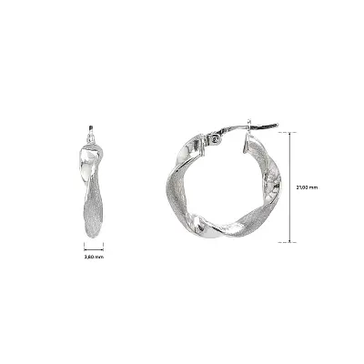 白金有机波纹设计圈式耳环