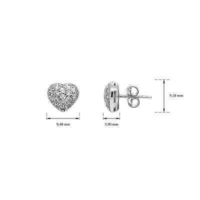 白金心形耳环镶精美锆石