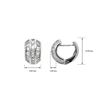 白金锆石圆形耳环