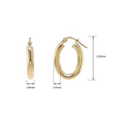 优雅黄金椭圆形耳环