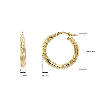 精致图案金色圈式耳环