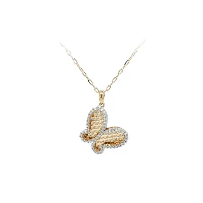 蝴蝶与锆石黄金吊坠
