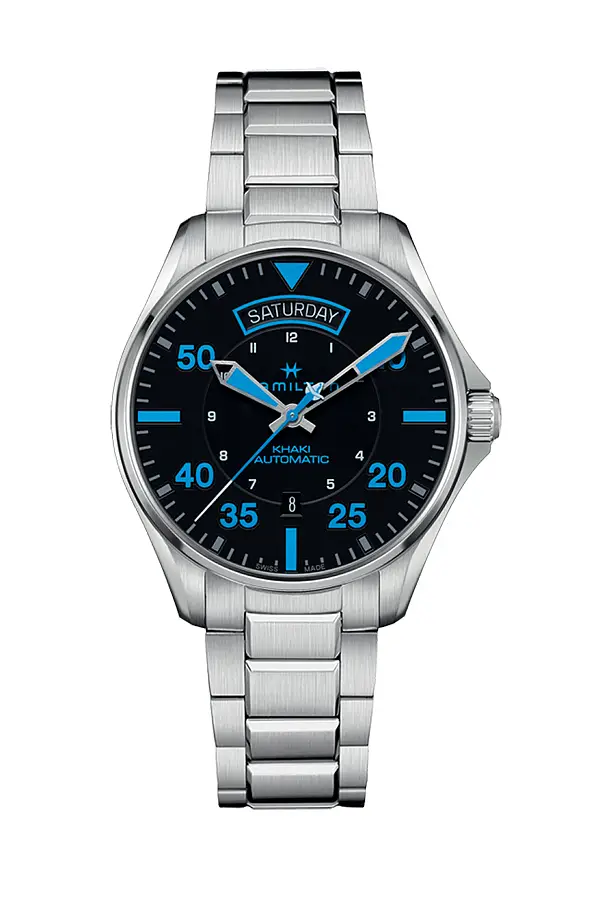 汉米尔顿卡其色航空飞行员系列采尔马特航空日历自动腕表 H64625131