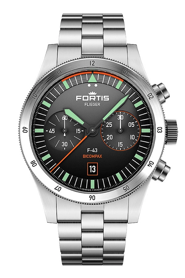 Fortis Flieger F-43 Bicompax Original on Block 手镯 F4240004