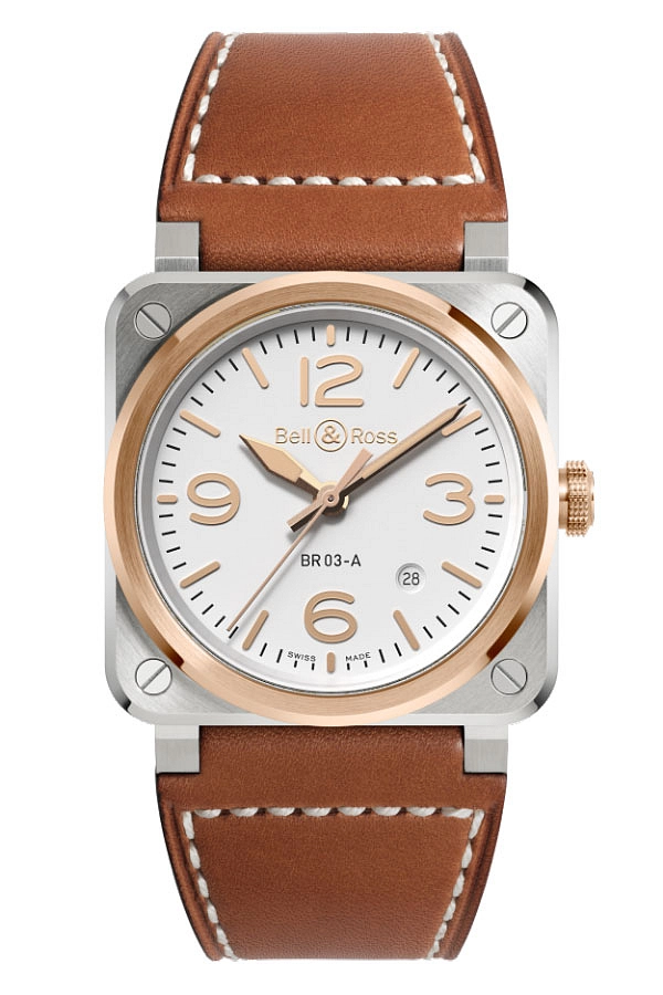 Bell & Ross BR 03 白钢 & 黄金 BR03A-WH-STPG/SCA