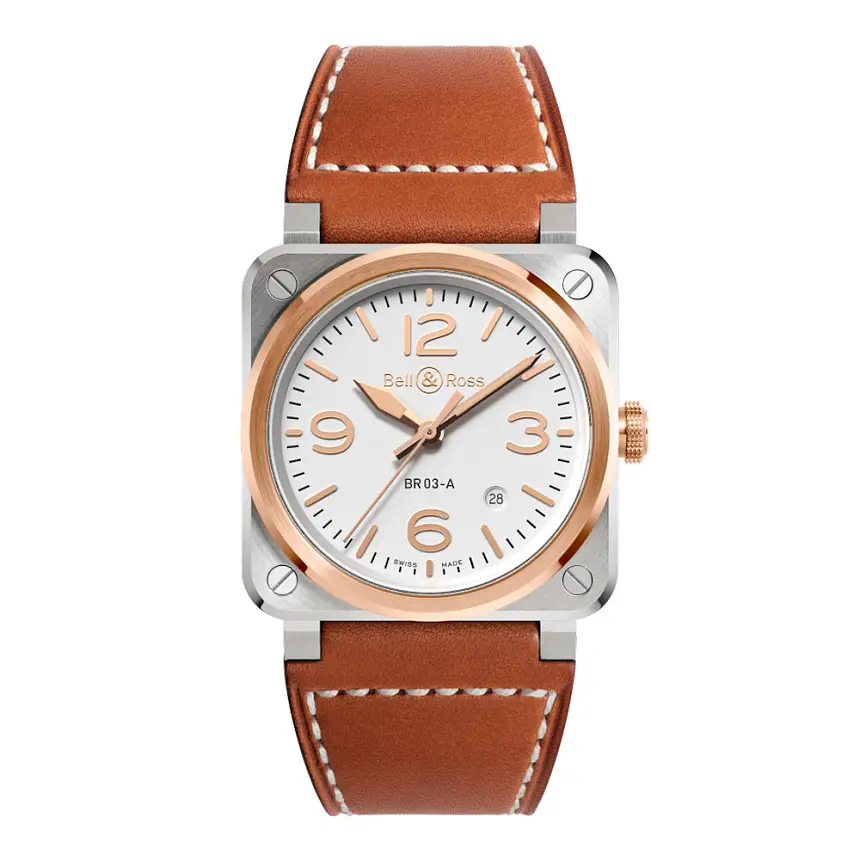 Bell & Ross BR 03 白钢 & 黄金 BR03A-WH-STPG/SCA