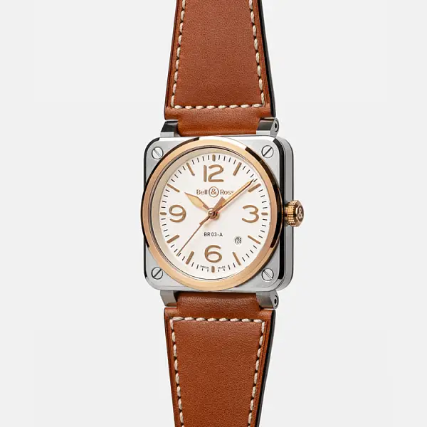 Bell & Ross BR 03 白钢 & 黄金 BR03A-WH-STPG/SCA