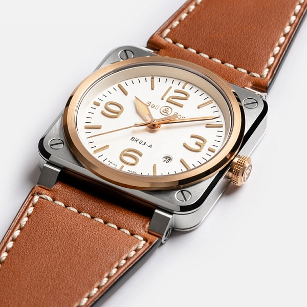 Bell & Ross BR 03 白钢 & 黄金 BR03A-WH-STPG/SCA
