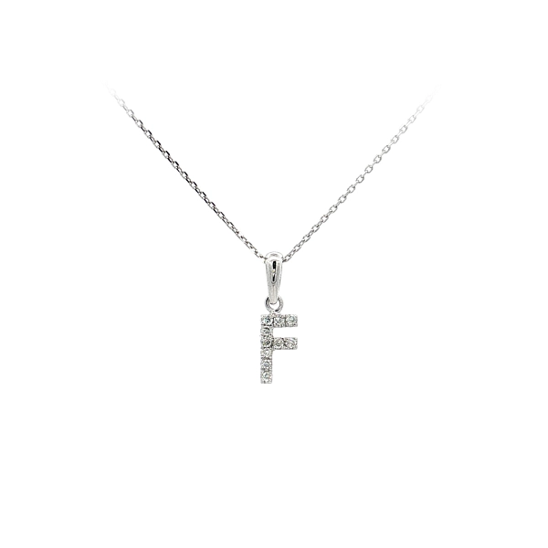 字母F 白金锆石吊坠