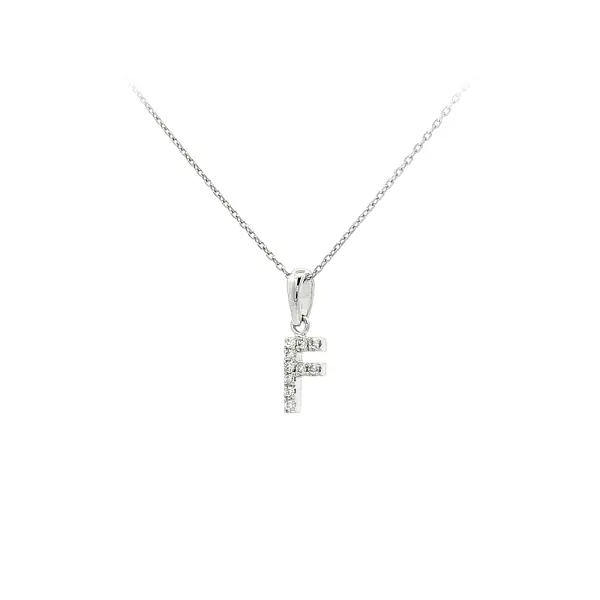 字母F 白金锆石吊坠
