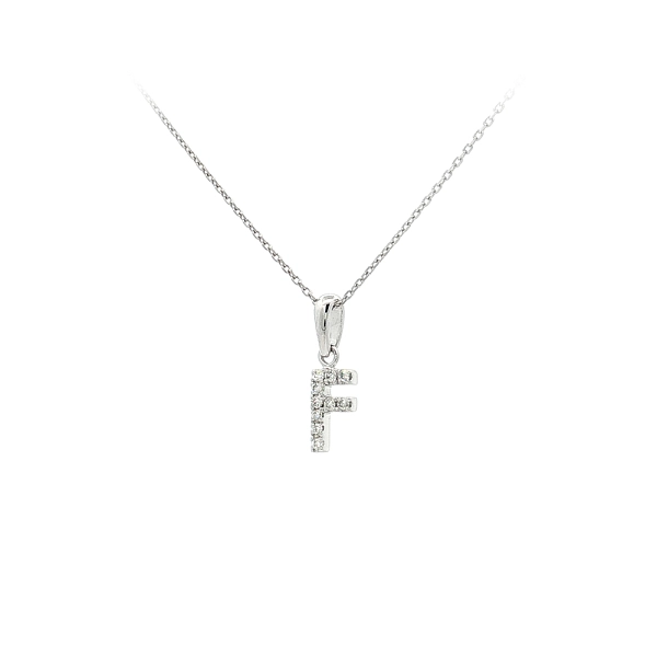 字母F 白金锆石吊坠