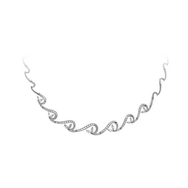 优雅白金锆石女式项链
