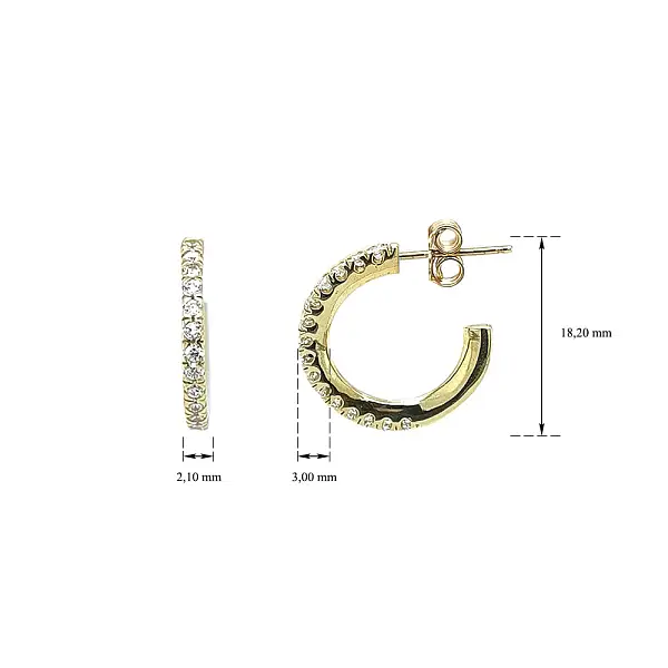 优雅黄金镶锆石圈式耳环