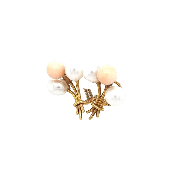 珊瑚珍珠金耳环