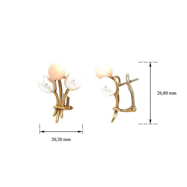 珊瑚珍珠金耳环