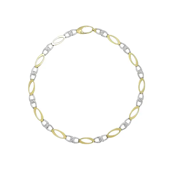 女士双色黄金项链，饰以椭圆元素