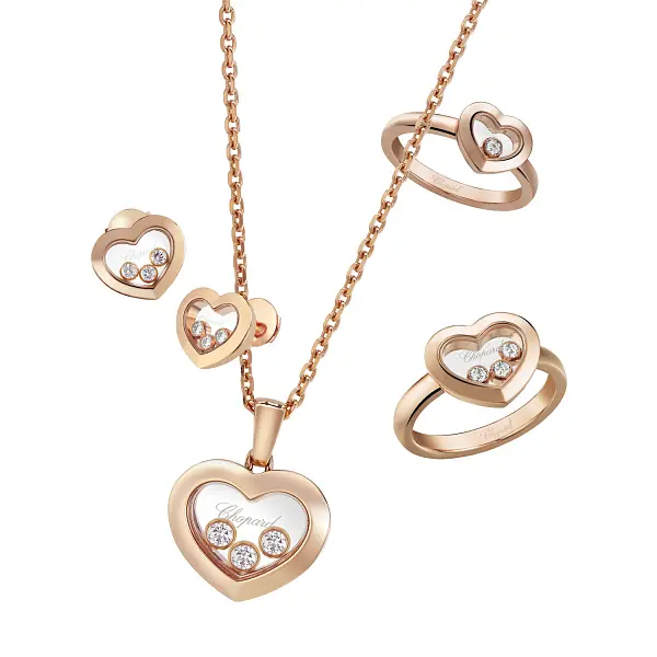 萧邦 Chopard Happy Diamonds 18K 玫瑰金戒指 82A054-5000