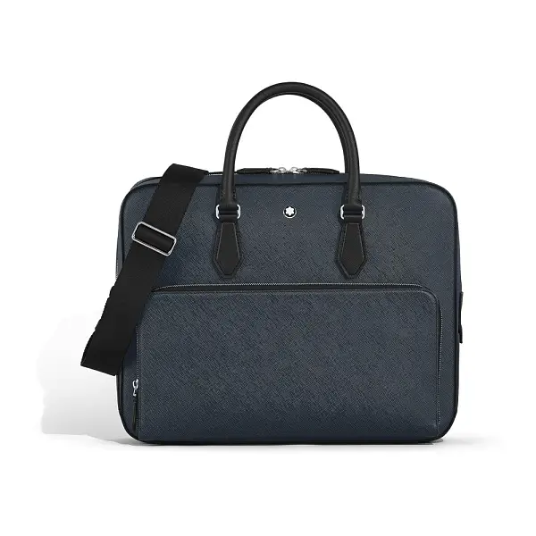 Montblanc Sartorial 中号文件包（蓝色粗花呢）MB220332