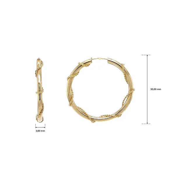 黄金扭纹装饰圆环耳环