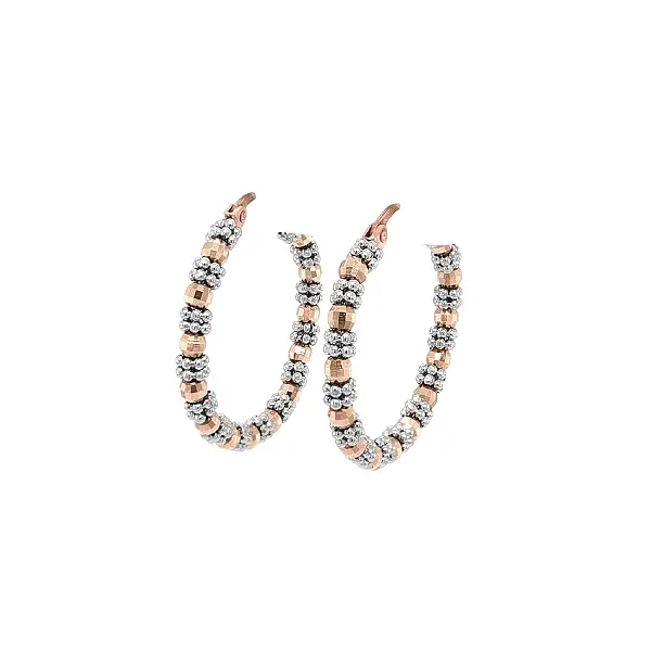 组合金珠饰圆环耳环