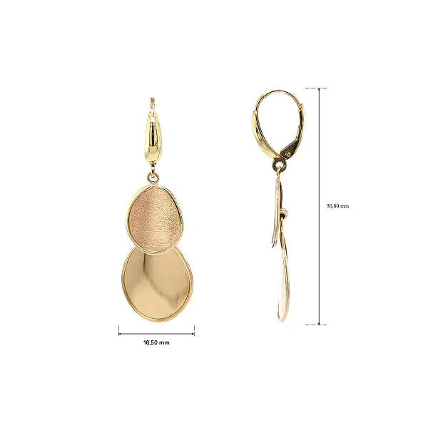 双椭圆造型黄金垂坠耳环