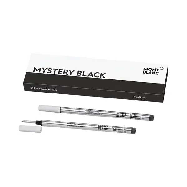 Montblanc 2 支纤维笔替换芯 M，Mystery Black（神秘黑）MB128246