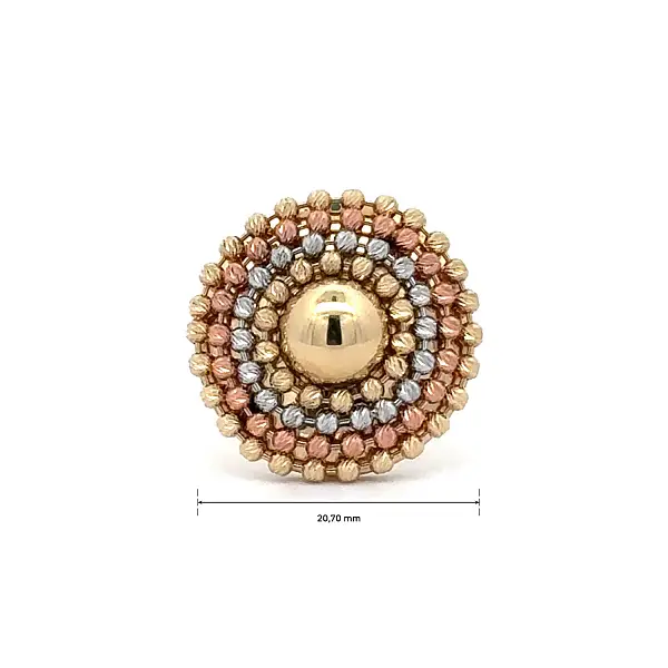 三色黄金纹理图案戒指