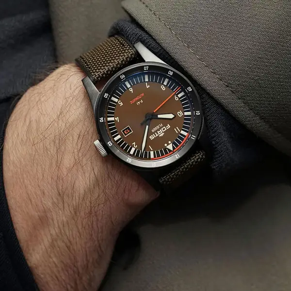 Fortis Flieger F-41 Werk 7 Tactical Green on Hybrid Strap F4220031