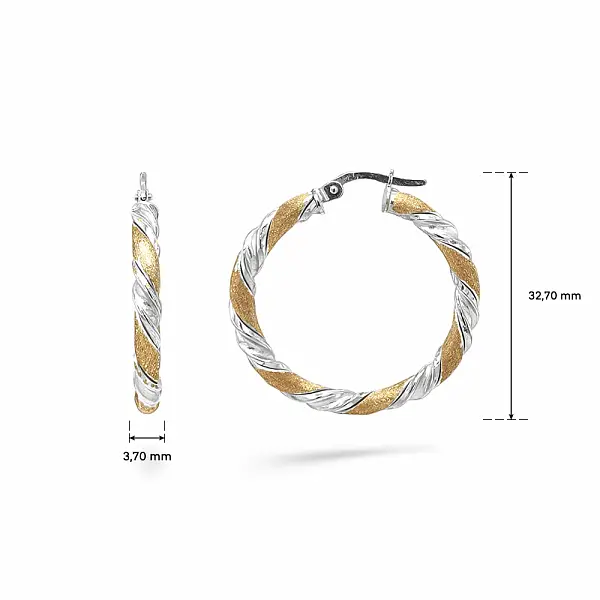 双色金圆形耳环