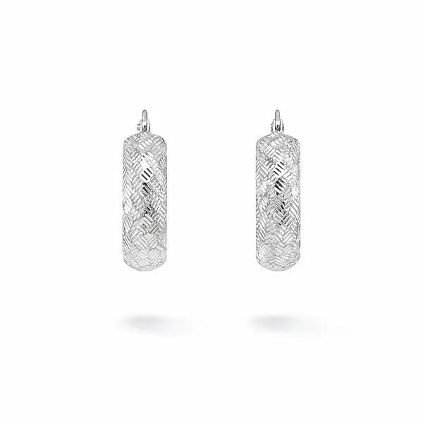 白金圆环耳环，刻纹表面