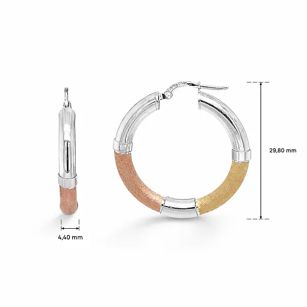 三色黄金圆形耳环