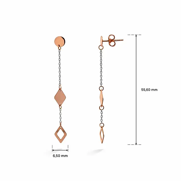 几何图案黄金链式耳环