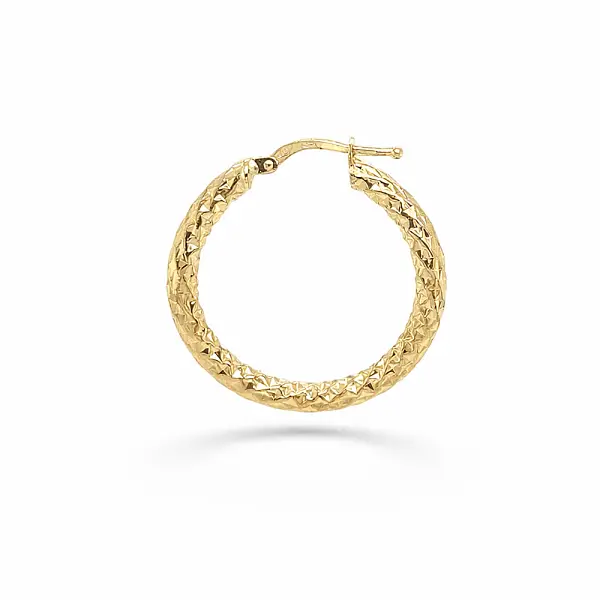 奢华黄金圈形耳环，钻石切割表面