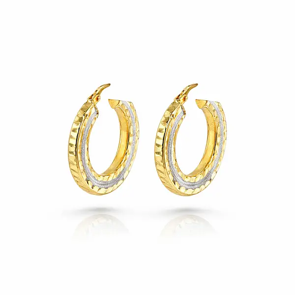 双色黄金圈形耳环