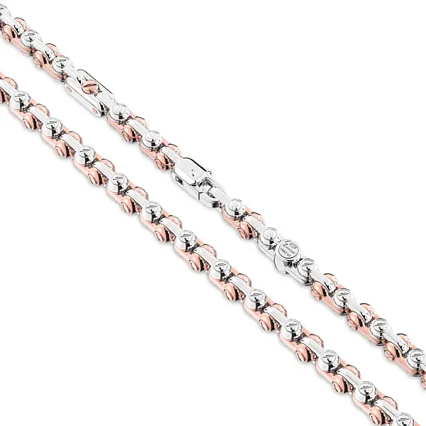 Zancan 男士玫瑰金与白金项链 EC707RB-60