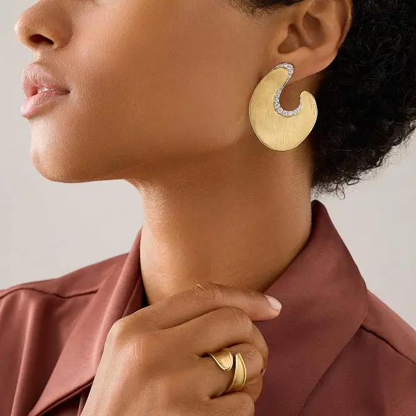 Marco Bicego Lunaria Diamonds OB1912_B YW Q6 黄金耳环