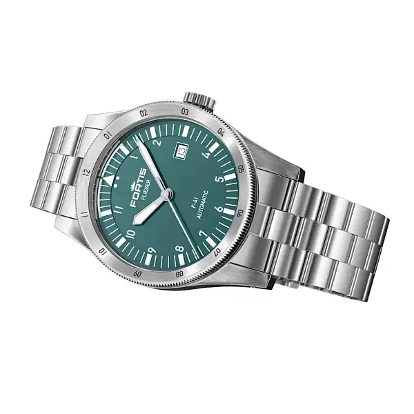 Fortis Flieger F-41 Petrol on Block Bracelet F4220021