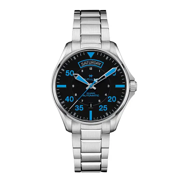 汉米尔顿卡其色航空飞行员系列采尔马特航空日历自动腕表 H64625131