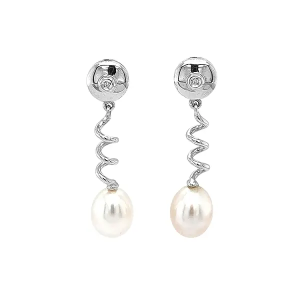 天然珍珠金耳环