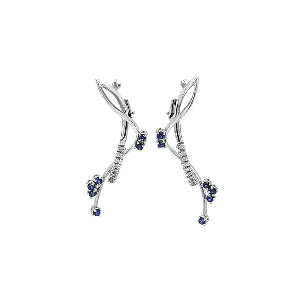 镶蓝宝石和钻石的金耳环