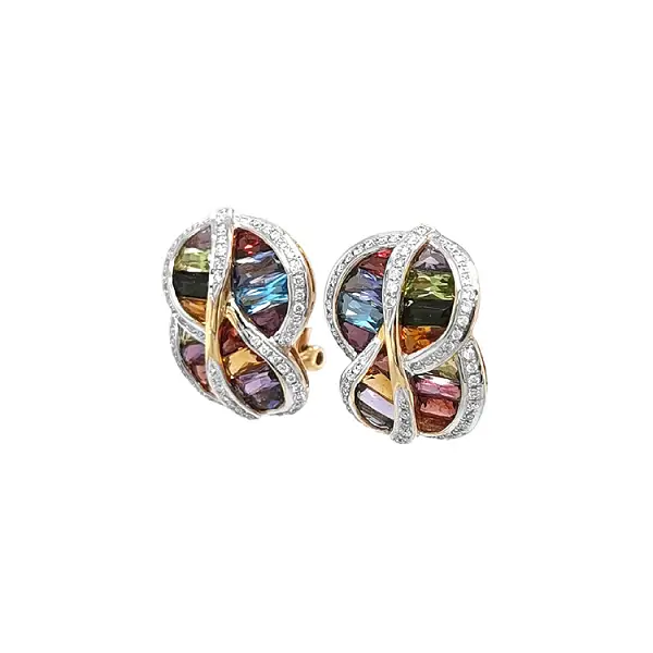 黄金耳环 半宝石和钻石