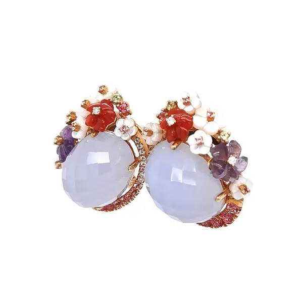 黄金耳环 半宝石和钻石