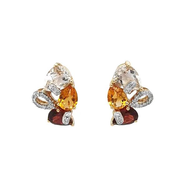 黄金耳环 半宝石和钻石