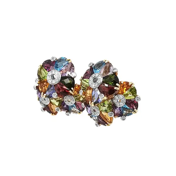 黄金耳环 半宝石和钻石