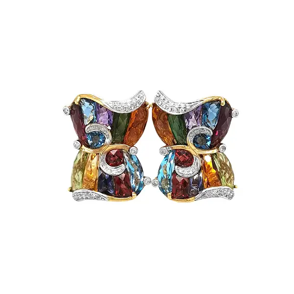 黄金耳环 半宝石和钻石