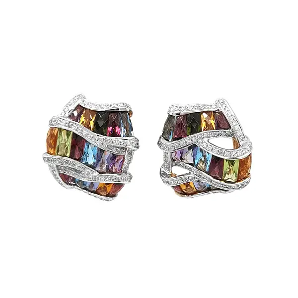 黄金耳环 半宝石和钻石