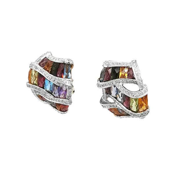 黄金耳环 半宝石和钻石