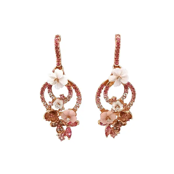 黄金耳环 半宝石和钻石