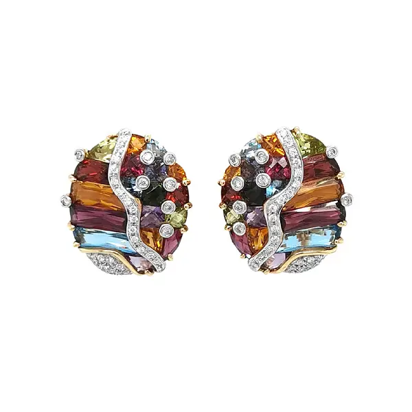 黄金耳环 半宝石和钻石